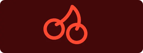 Red outline of a cherry on a dark red background