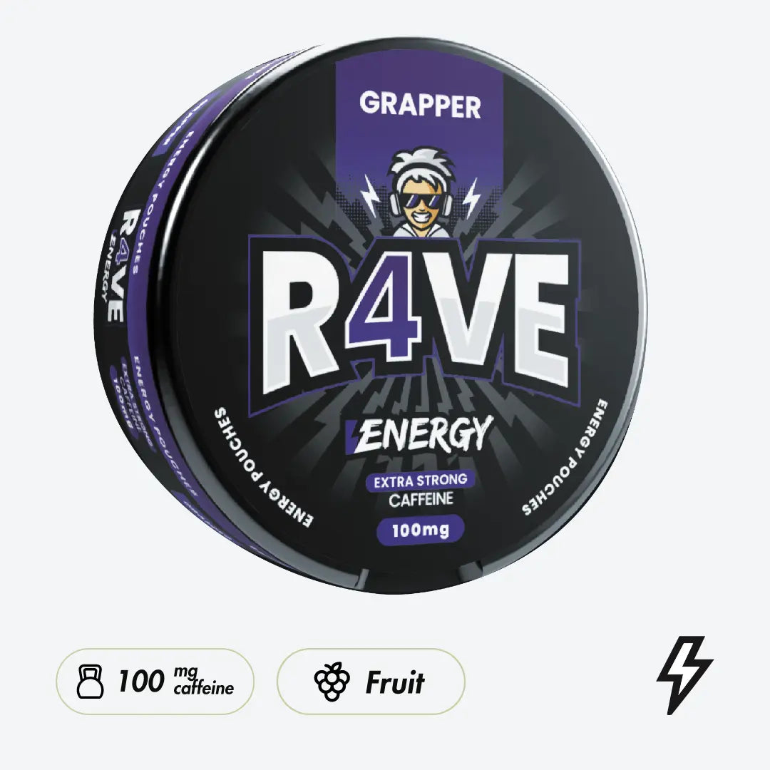 R4VE Grapper 100mg Caffeine Pouches - Pouchdaddy