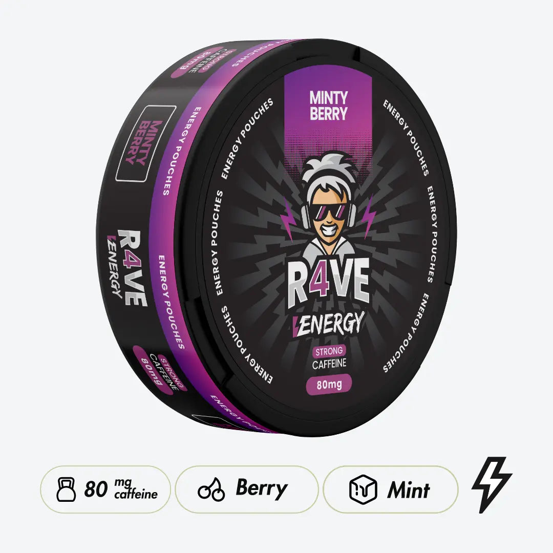 R4VE Minty Berries 80mg Caffeine Pouches - Pouchdaddy