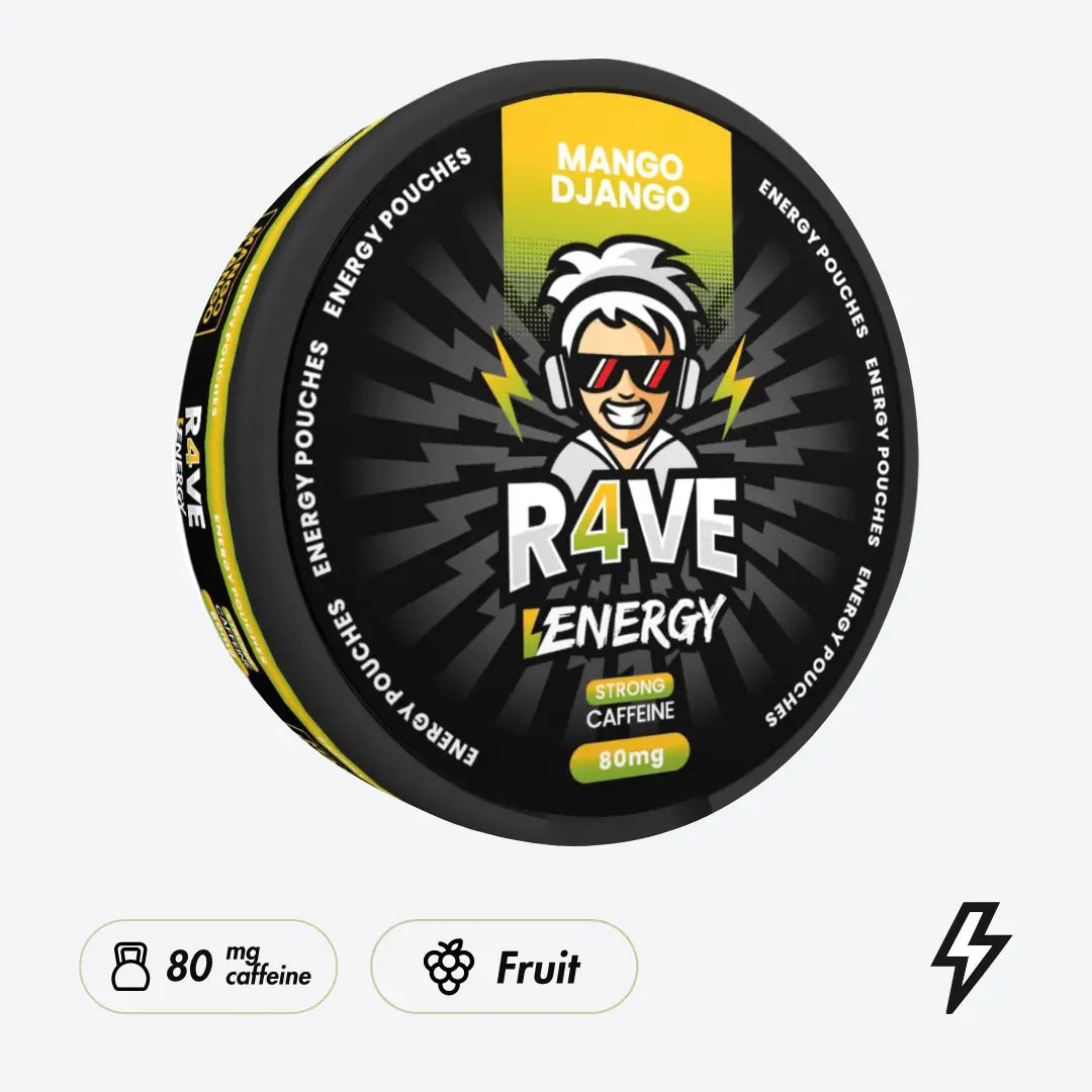 R4VE Mango Django 80mg Caffeine Pouches - Pouchdaddy