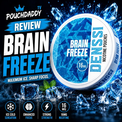 video thumbnail on denssi 
brain freeze snus can on a 
red background